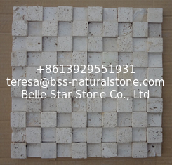 China Natural Stone Mosaic Chinese Travertine Wall Mosaic China White Travertine Mosaic Pattern supplier