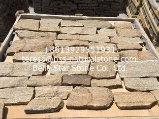China Golden Yellow Quartzite Field Stone Random Quartzite Stone Veneer Natural Quartzite Cladding supplier