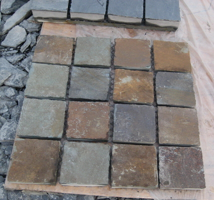 China Rusty Split Face Slate Flagstone Driveway Natural Slate Paving Stone Exterior Flagstone Walkway supplier