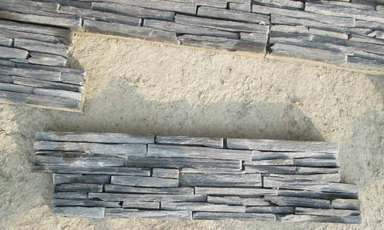 China Slim Strips Black Slate Culture Stone,Cemented Charcoal Slate Stacked Stone,Natural Stone Veneer supplier