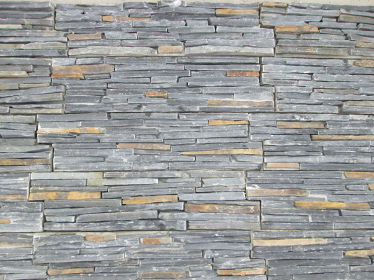 China Black Mixed Rusty Color Slate Slim Strips Cemented Together Stacked Stone,Z Stone Cladding Panel supplier