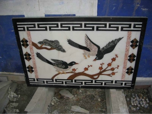 China Birds Pattern Marble Waterjet Medallion Floor Tiles, Rectangular Marble Medallion Pattern, Wall Decoration supplier
